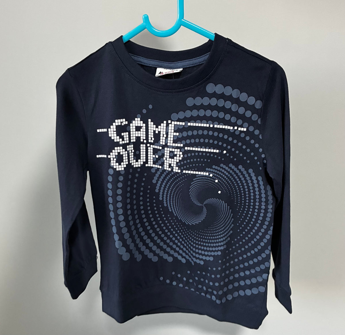 T-krekls ar garām piedurknēm, “Game Over”, tumši zils