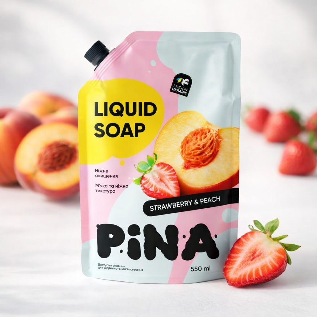 PINA šķidrās roku ziepes "Zemene & persiks" 550ml