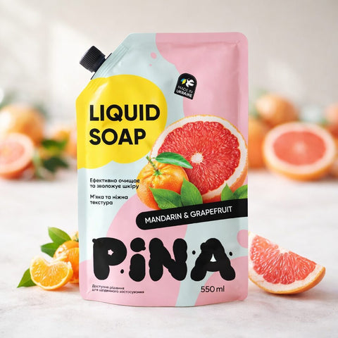 PINA šķidrās roku ziepes "Mandarīni & greipfrūts" 550ml
